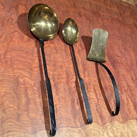 Set of 3 Copper and Iron Cooking Ladle, Spoon and Spatula Can Be Hung - Picture 1 of 9